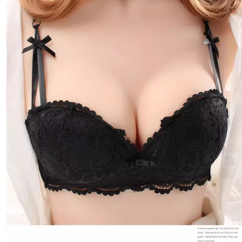 BANERDANNIMAGIC Xmas Red Bra! Slimming Adjustable Demi Cup, Small Bust Gathering Set | Ultra Thin Lingerie 32A-42D 50K+ Sold!