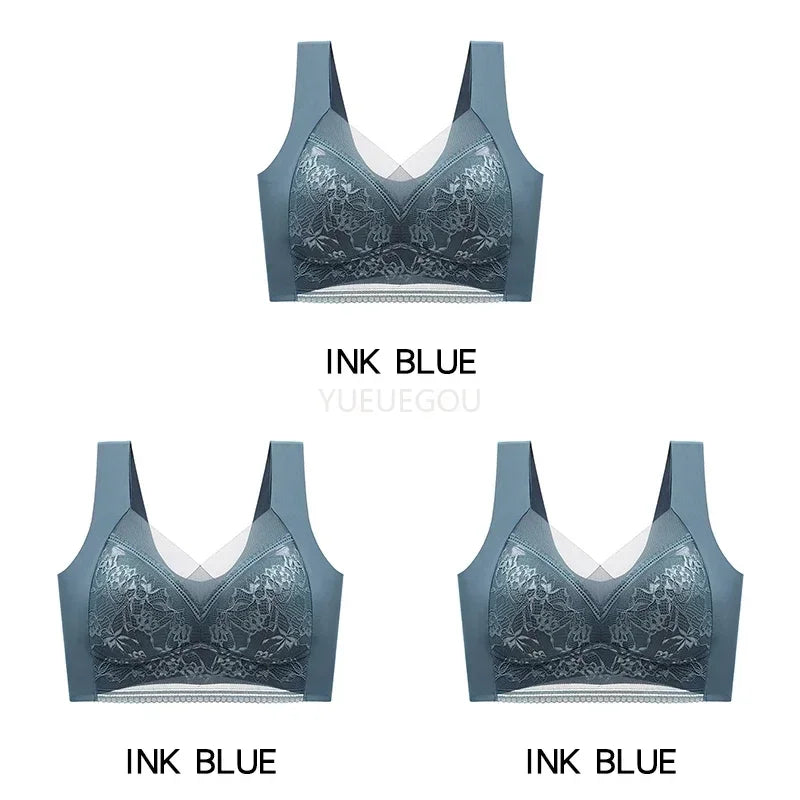 3 Pcs Women's Push Up Bralette Wireless Bras - 5cm Natural Lift, Seamless Lace Plus Size (L-6XL), No Underwire Comfort