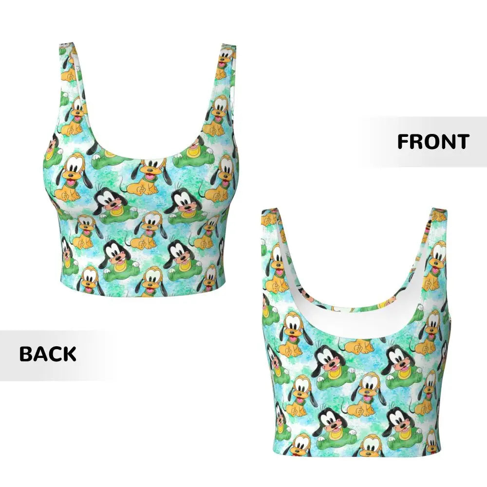 Custom Goofy Cartoons High Impact Sports Bras for Women Mangas Seamless Workout Running Crop Tank Tops