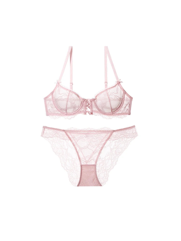 Half Cup Bras For Women Sexy Lingerie Plus Size Transparent Balconette Embroidery See Through Lace Bra Female Embroidery Bra