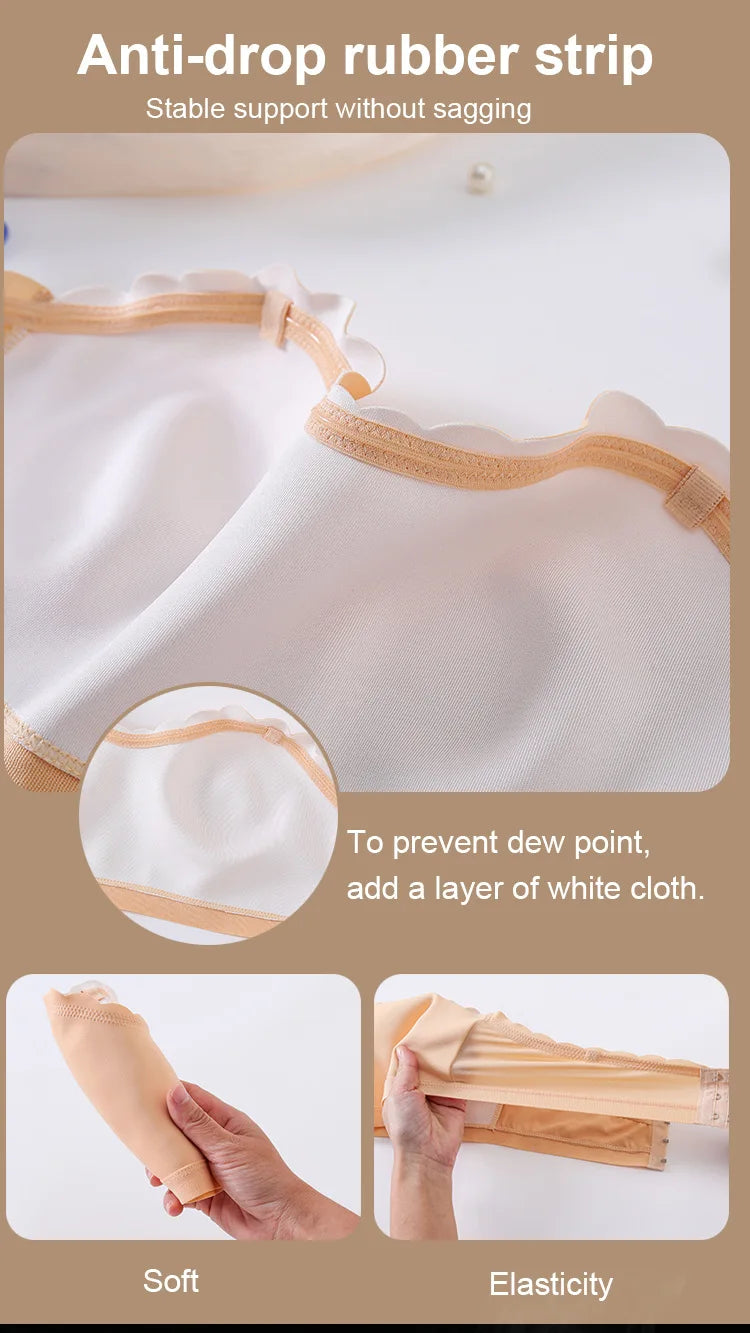 Lingerie Wireless Gather Bra Women Invisible Bra Front Buckle Push up Seamless Bra Sexy Strapless Underwear Waves Grain Bras