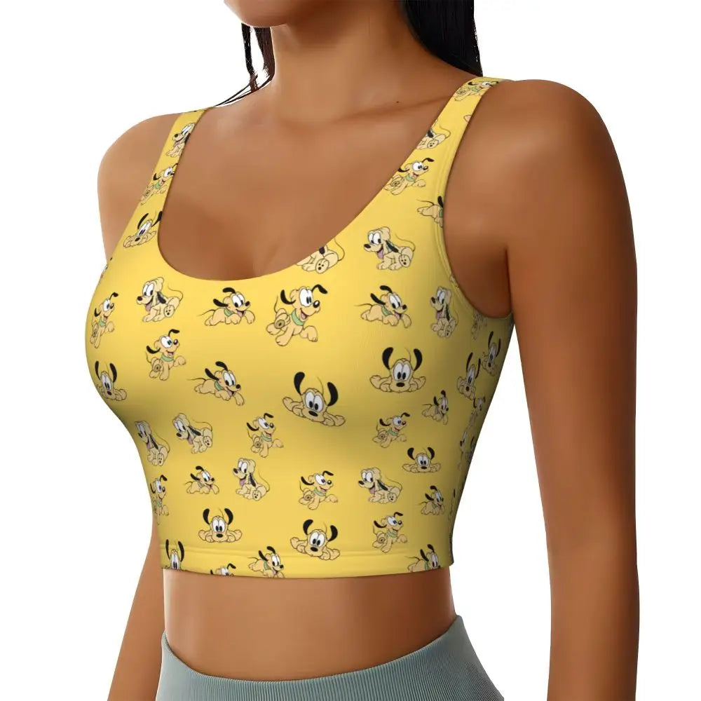 Custom Pluto Anime Manga High Impact Sports Bras for Women Classic Seamless Workout Yoga Crop Tank Tops