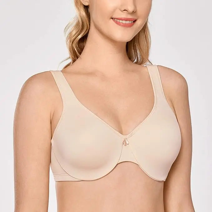 DELIMIRA Women Everyday Bra  Minimizer Bra Plus Size Underwire Full Coverage Seamless Bras