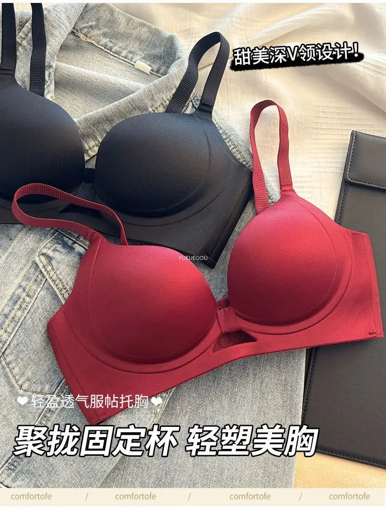 Strapless Push Up Bra for Small Bust - Lift Enhance Anti-Sag Side Coverage Wireless Comfort Convertible T-Shirt Bra A-C Cup