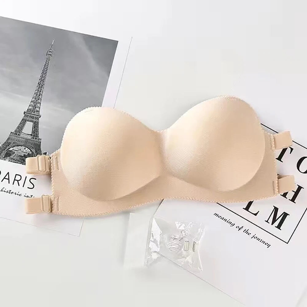 Strapless Bras For Women Wirefree Non Slip Tube Top Invisible Bralette Seamless Padded Bandeau Bra For Backless Dress