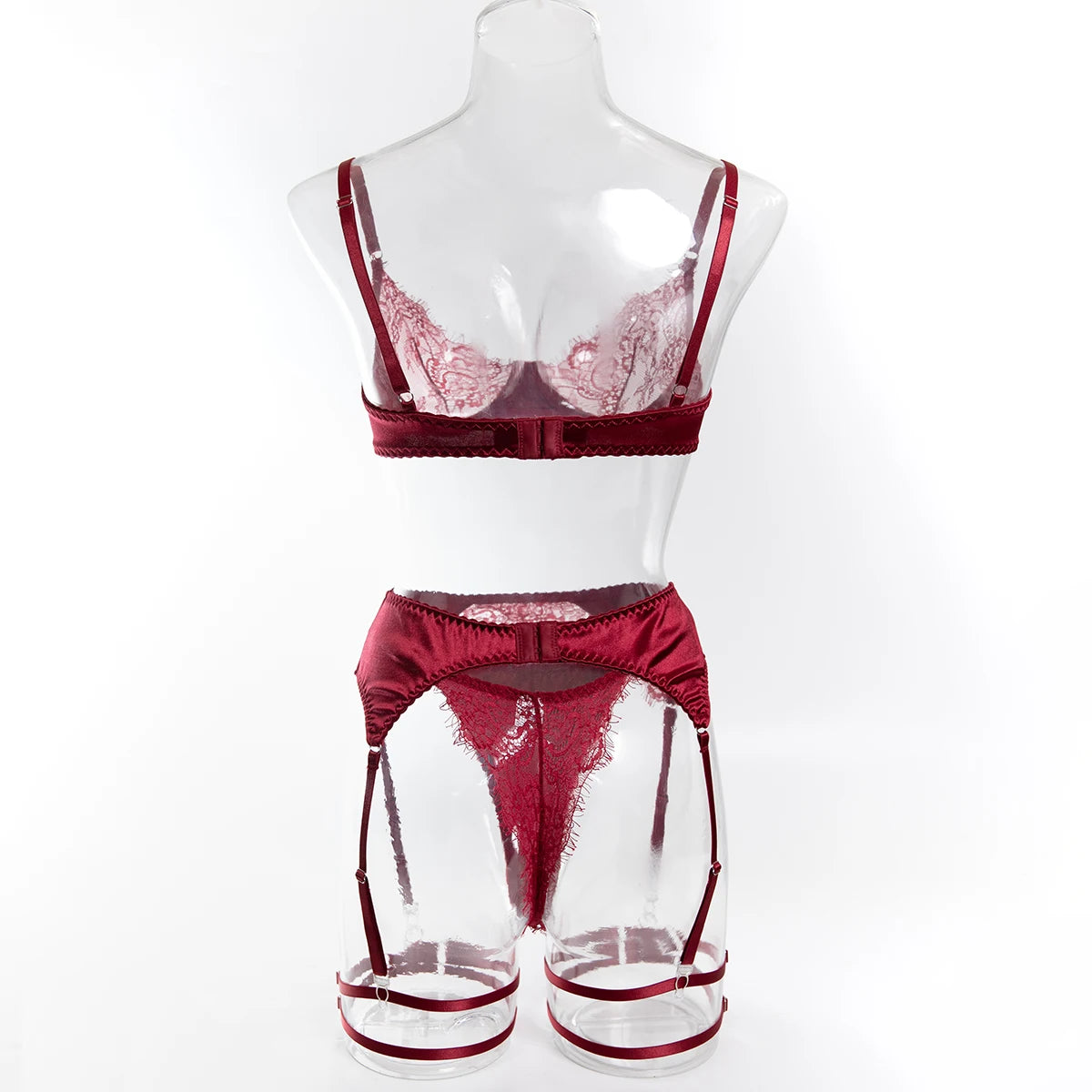 Sexy Lace Lingerie Set with Garter Belt and Leg Strap,   Intimate Wear for Women,  Elegant Bra & Panty Set for Special Occasions