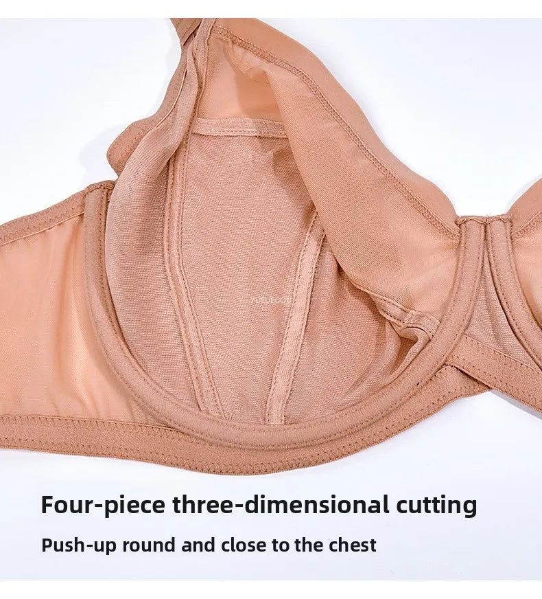Plus Size Minimizer Bra Full Coverage Lift Support for Large Bust Wirefree Comfort Breathable Mesh Anti-Sagging E F G H I Cup