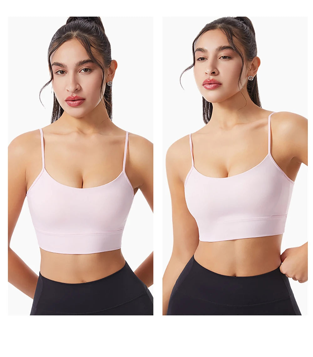 Low Back Sports Bra For Women Low Impact Padded Workouts No Underwire Bralette Beauty Back Yoga Spaghetti Straps Vest Tops