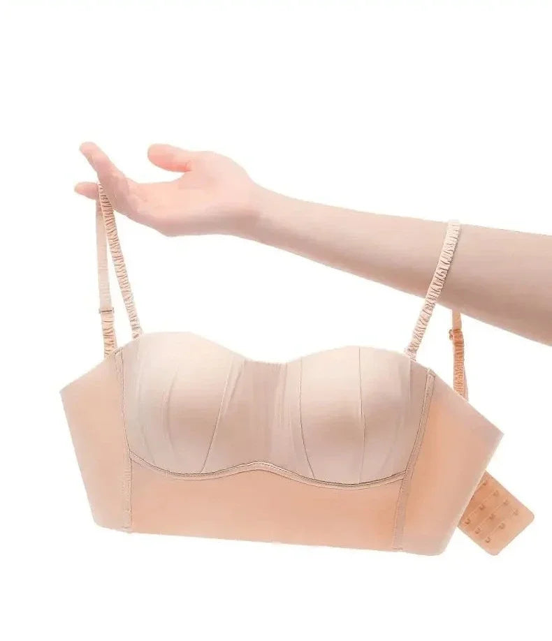Sexy Push Up Bras French Pleated Bra New Detachable Ringless Thin Gather Bra Without Underwire Seamless Underwear for Women New