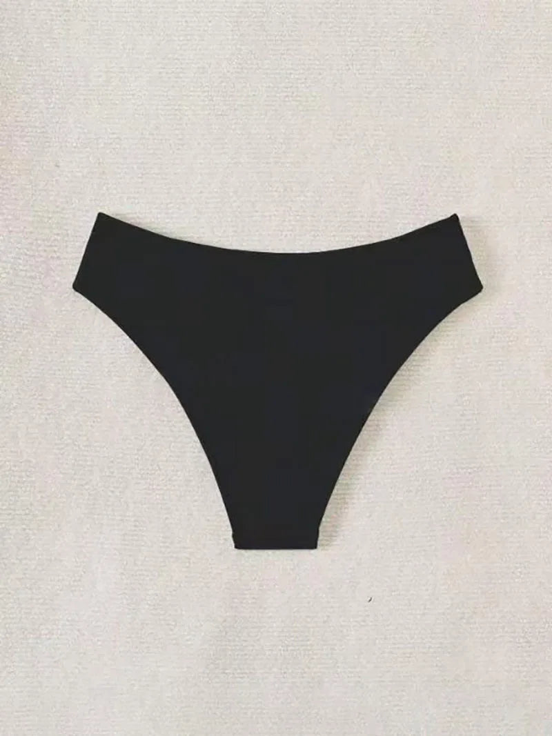 Sexy Side Strappy Bikini Bottom Hollow Out High Cut Swim Trunks Beachwear