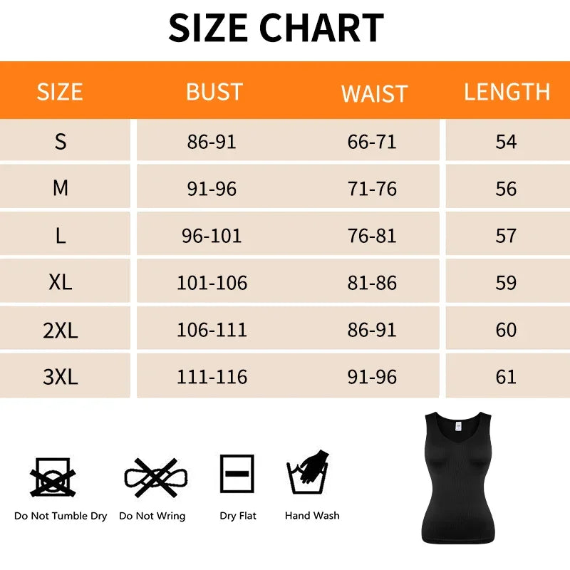 Shapewear Women Shirts S-3XL Sleeveless Body Shaper V Neck Compression Tank Tops Tummy Control Underwear Wide Strap Fajas