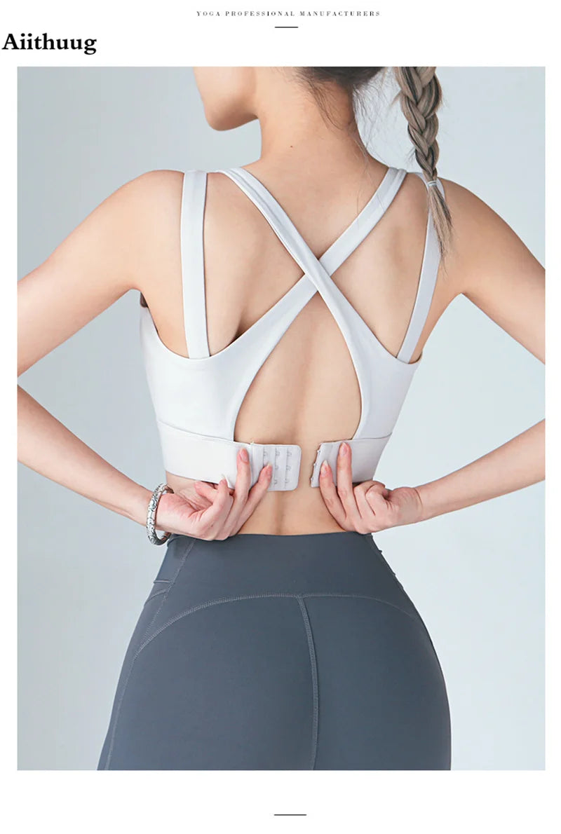 Aiithuug Sports Bras for Yoga Gym Workout Crop Top Fitness Tops Bounce Control Jogging Bras Push Up Running Top Active Wear