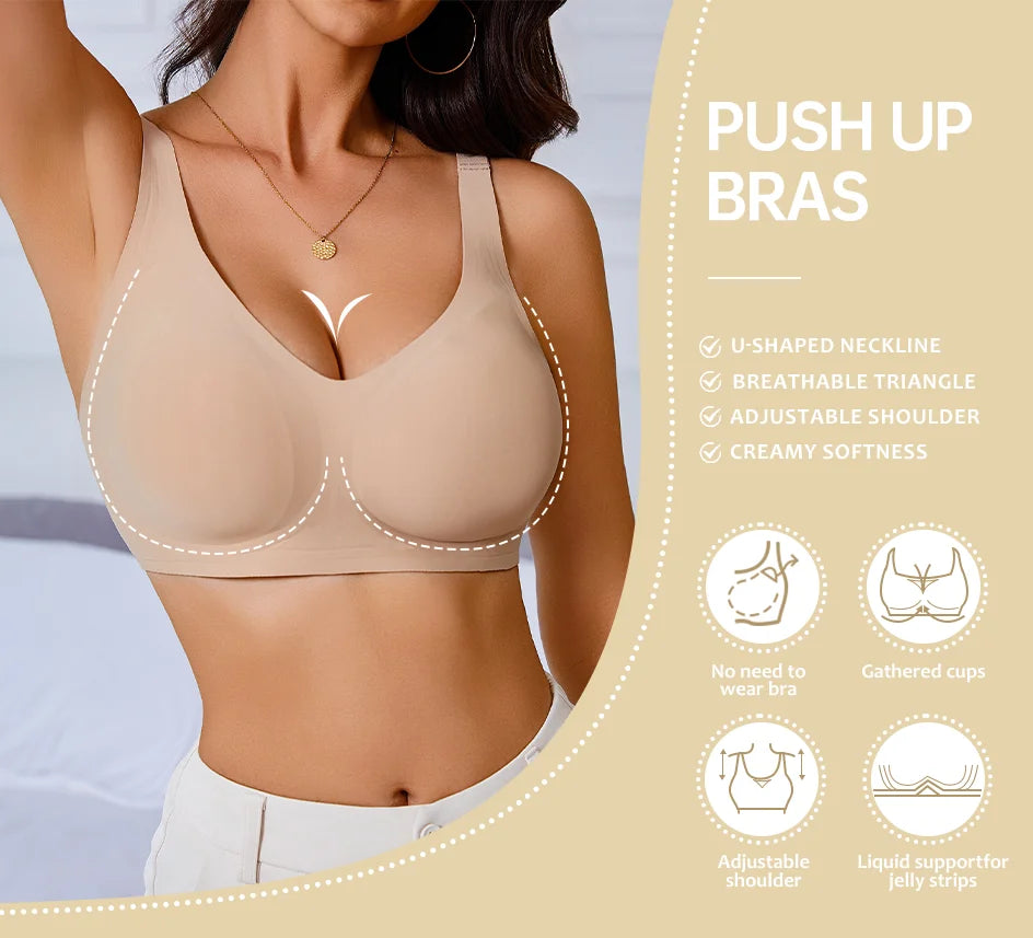 Wireless Bra for Women Seamless Push Up Bras Comfortable V-Shaped Gathering Underwear BCD Cup Intimate Lingerie