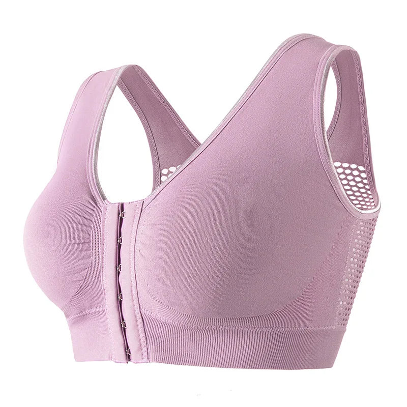 Sports Push Up Bra For Women Hollow Plus Size Bras Padded Wire Free Bralette Sexy Front Closure Breathable Brasserie Lingerie