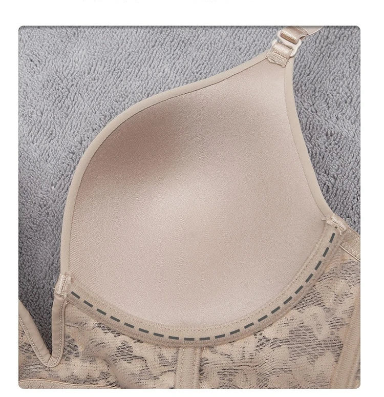 Women Padded Underwired  Push Up Lace Bras for Plunge Deep V Low Back Removable Strap Sexy Lingerie Brassiere Femme Underwear