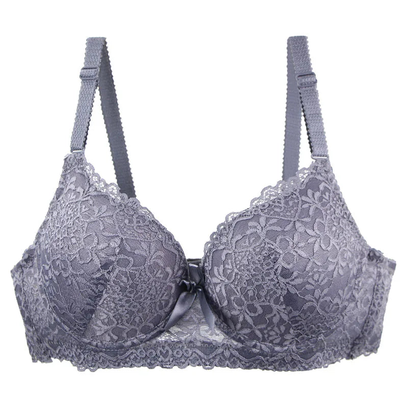 2025 New Push Up Bras Set Pink Gray Blue Beige Burgundy Black Underwear For Women Floral Bow BC Cup Lingerie
