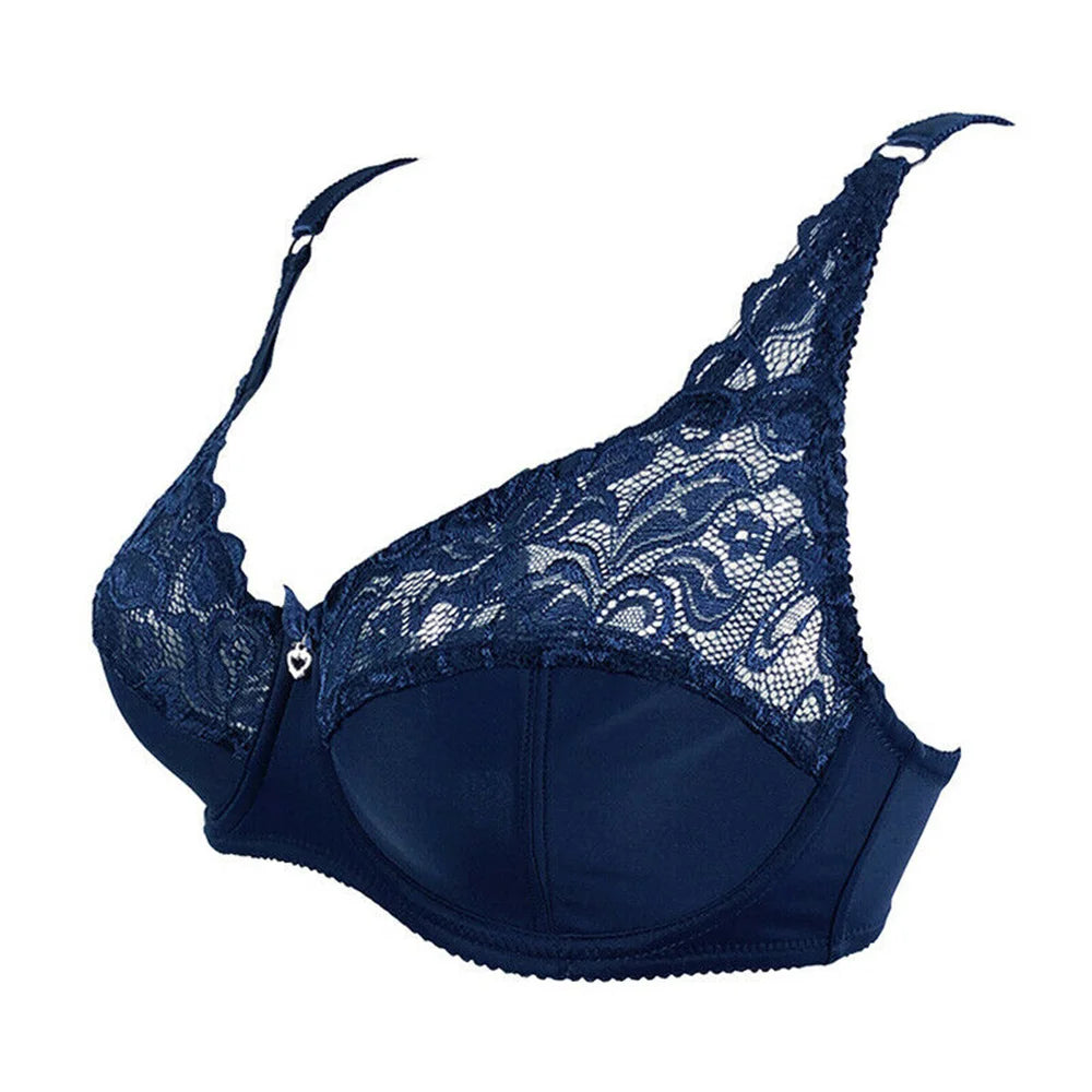 BCHRAYIUP Women's Underwired Non Padded Bra Sexy Sheer Lace Plunge Soft Cups Comfort Bra 34 36 38 40 42 44 B C D E