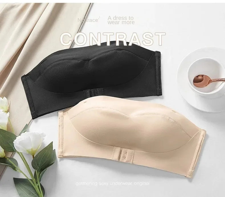 Strapless Women's Underwear Non-slip Gathered Small Chest Tube Top Beautiful Back Invisible Anti-light Wedding Women's Bra
