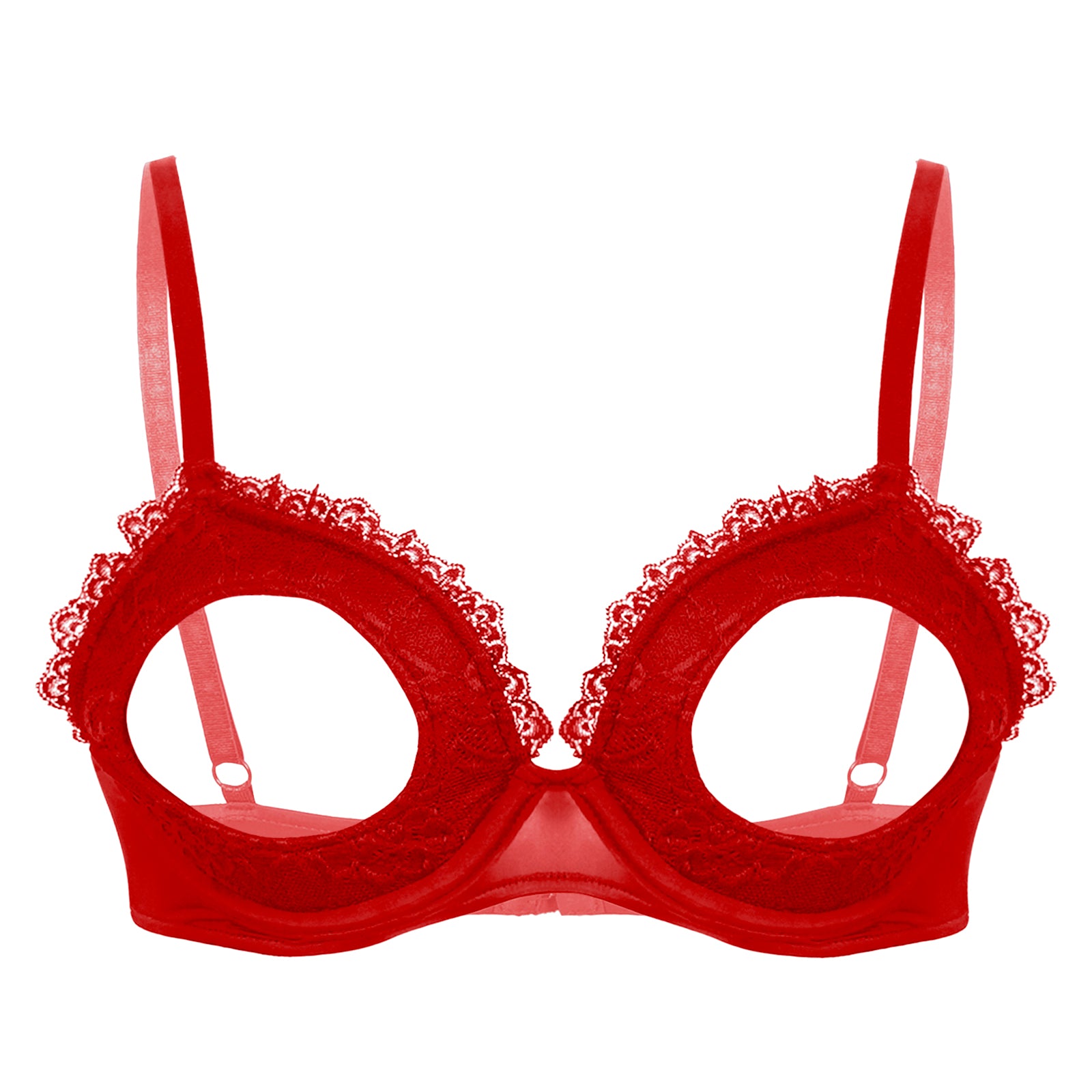 Womens Cutout Padded Underwired Porno Open Breast Brassiere Lingerie Hollowed Out Unlined Bra with Exposed Navel Top Underwear
