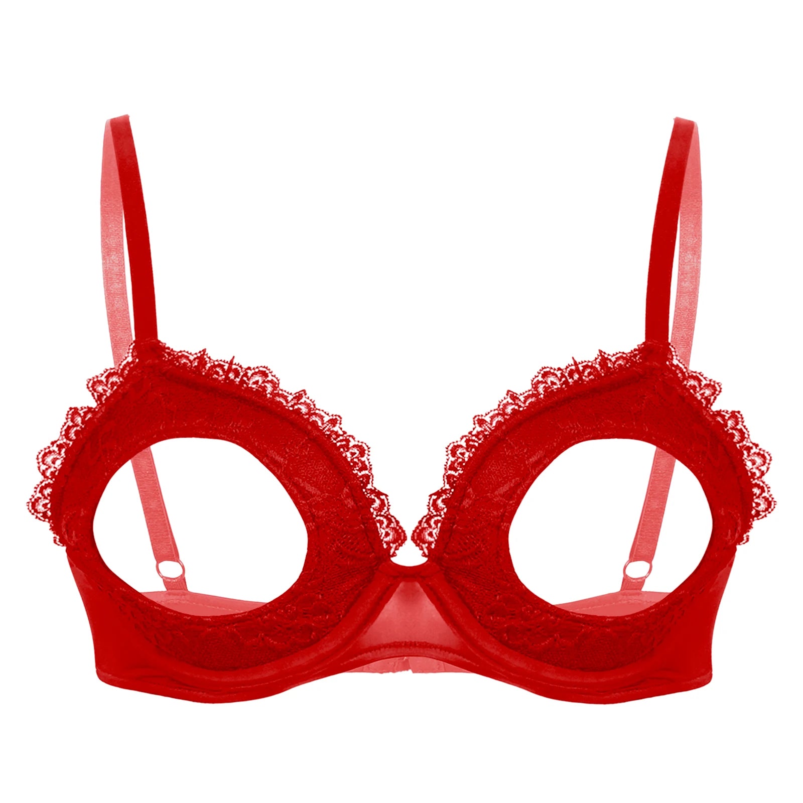 Womens Cutout Padded Underwired Porno Open Breast Brassiere Lingerie Hollowed Out Unlined Bra with Exposed Navel Top Underwear