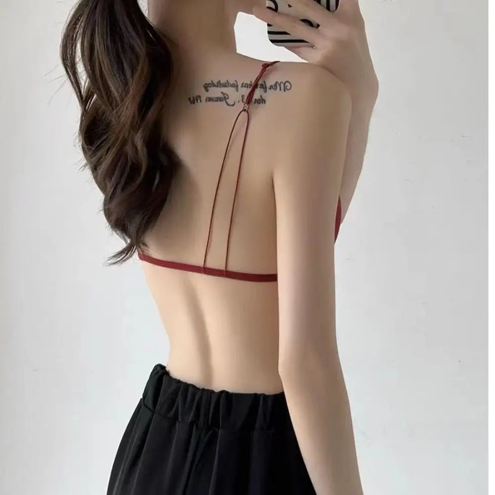 Fachion Triangle Bras for Women Beauty Back Push-up French Style Bra Thin Strape Solid Color Wireless Bra Girls