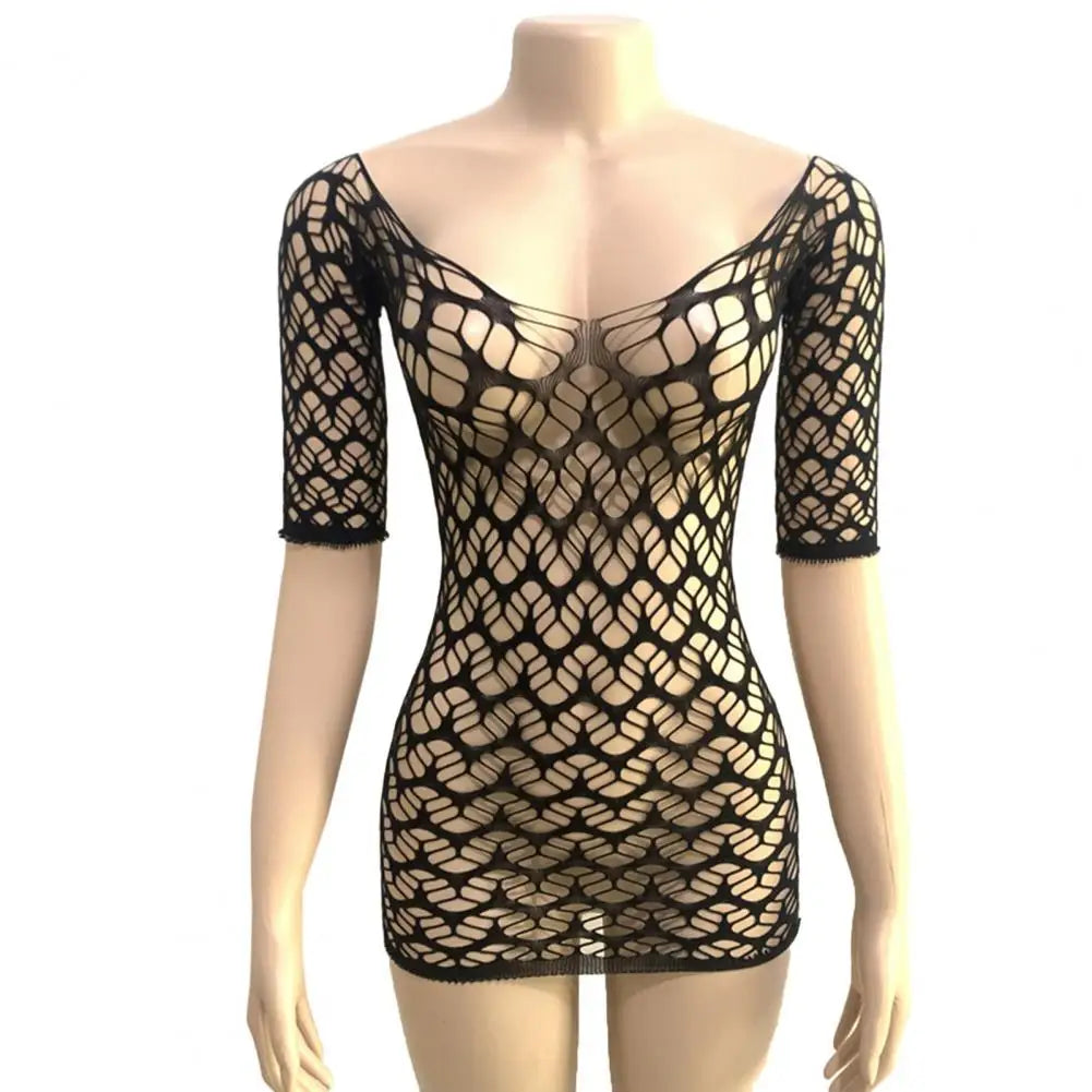 Women Swim Cover-up Swimsuit Cover Up Sexy Hollow Out Beach Cover-up Dress for Women Slim Fit V Neck Backless Bikini Mini Dress