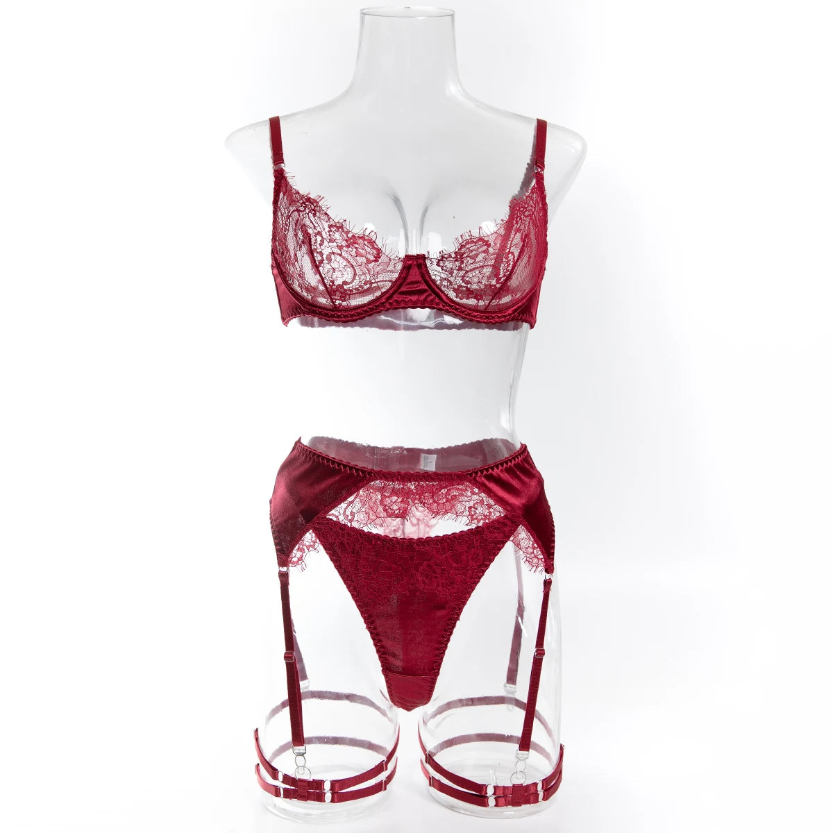 Sexy Lace Lingerie Set with Garter Belt and Leg Strap,   Intimate Wear for Women,  Elegant Bra & Panty Set for Special Occasions