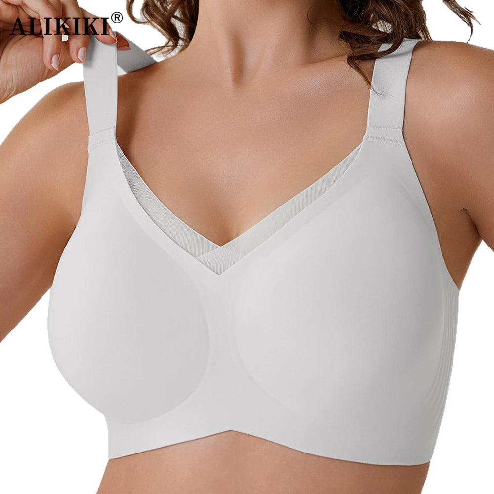 Jelly Wireless Bras For Women No Underwire Supportive Seamless Bra Comfort Soft Bralette Full Coverage Hide Back Fat T-Shirt Bra