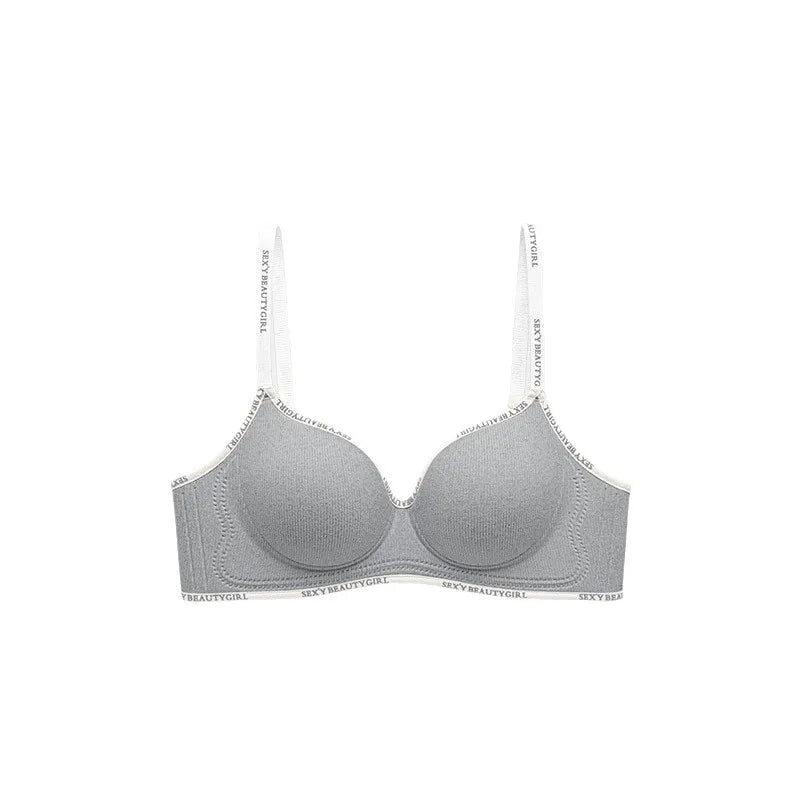 New Fashion Bra for Smaller Busts: Enhances and Gathers with Letter Design Wire-Free, Nude-Feel, Skin-Friendly One-Piece Bra