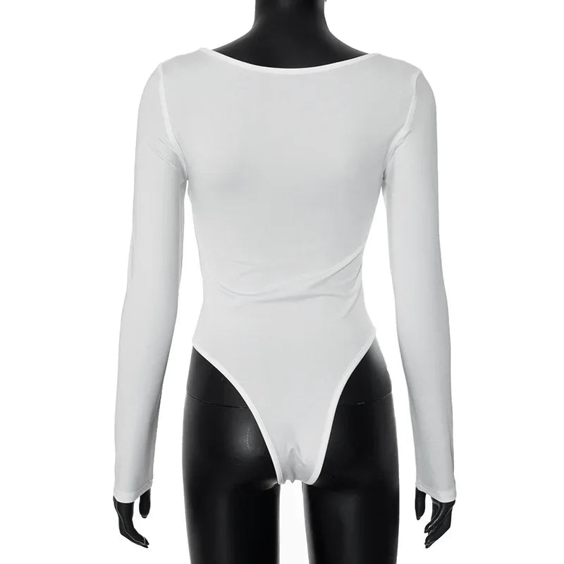 Long Sleeve Corset Top One-Pieces Bodysuit Lingerie Lace-up Bustier Women Y2k Lenceria Femenina Square Collar Sexy Body Feminino
