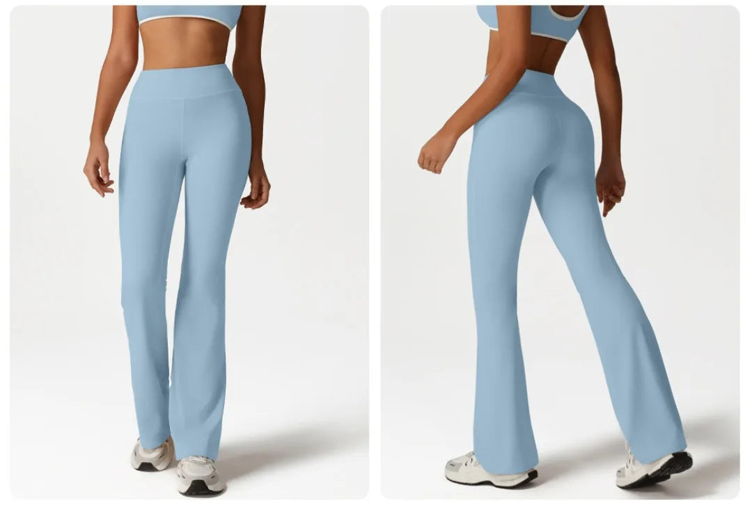 Backless Yoga Bra Quick Drying Shock-proof Fitness Sports Bra High Waist Butt Lifting Flared Pants Casual Workout Gym Yoga Bra
