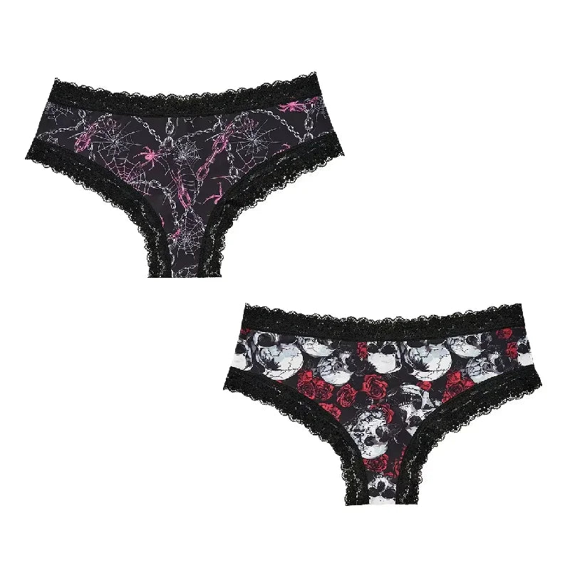 2Pc Set Lingerie Woman Sexy Underwear Lace Female Underwear Ghost Bat Butterfly Gothic Style Breathable Panties For Women