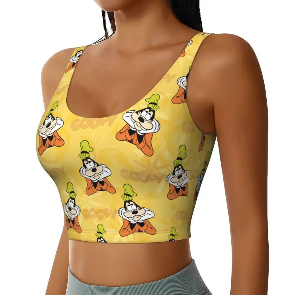 Custom Goofy Cartoons High Impact Sports Bras for Women Mangas Seamless Workout Running Crop Tank Tops