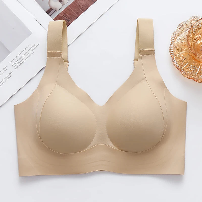 Seamless Women's Full Coverage Large Size Sexy V Neck Female Bralette Lift Up Wireless Minimizer bra Lingerie XL 2XL 3XL 4XL 5XL