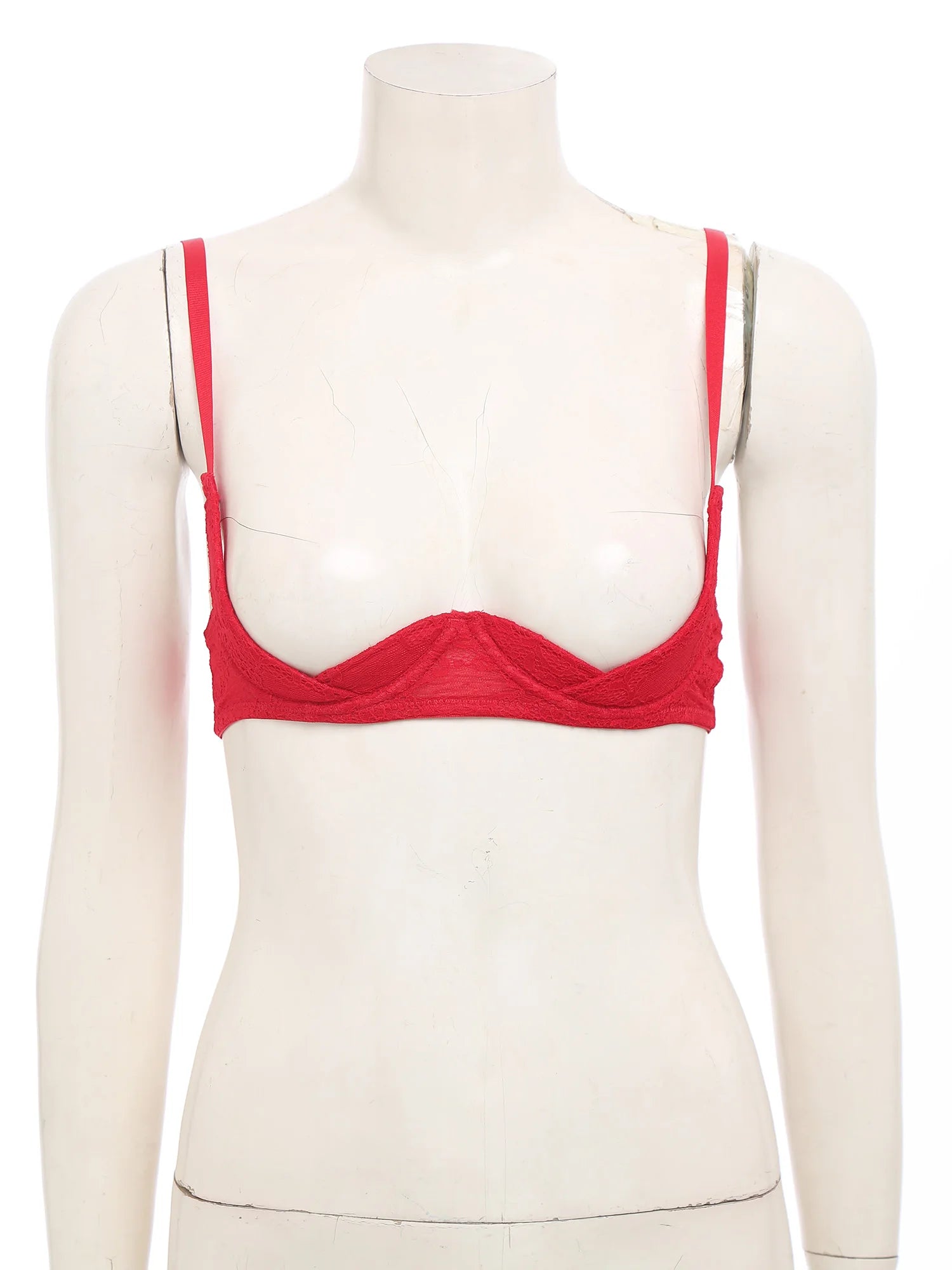 Womens Alluring Floral Lace Bra Tops 1/4 Cups Push-up Underwire Shelf Bra Balconette Bralett Lingerie for Anniversary Honeymoon