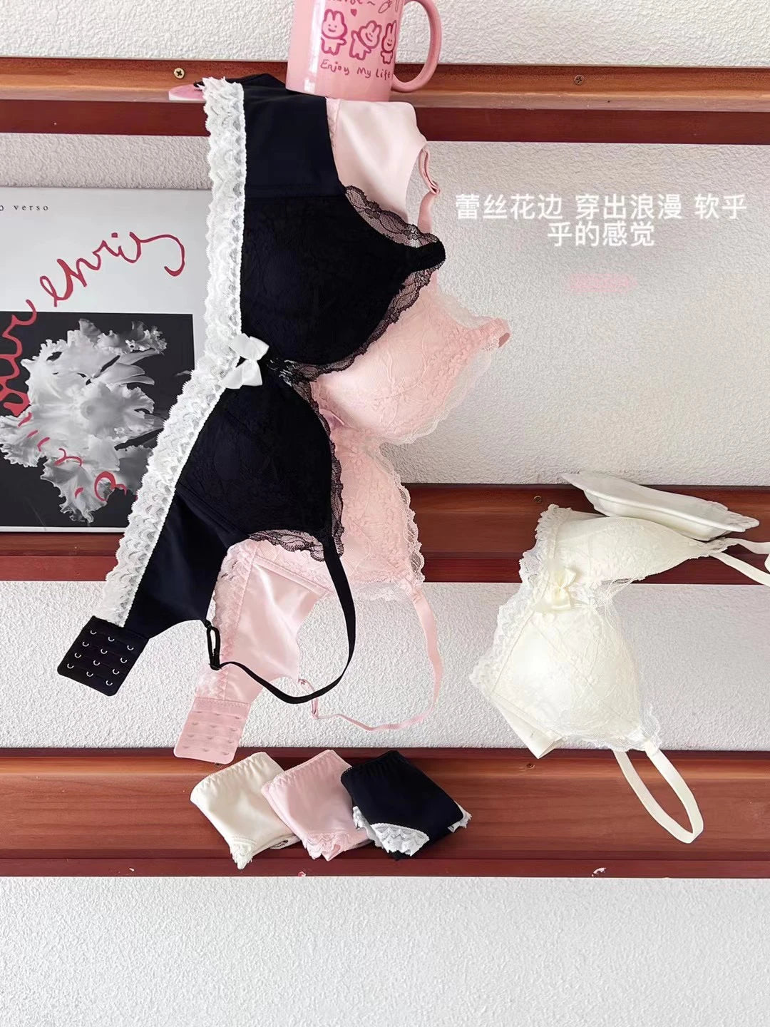 Anime Bralette Set Japanese Lace Bra Wireless Small Bust Women Sexy Triangle Cup Seamless Comfort Spring Summer MOYISU Sexy Bras