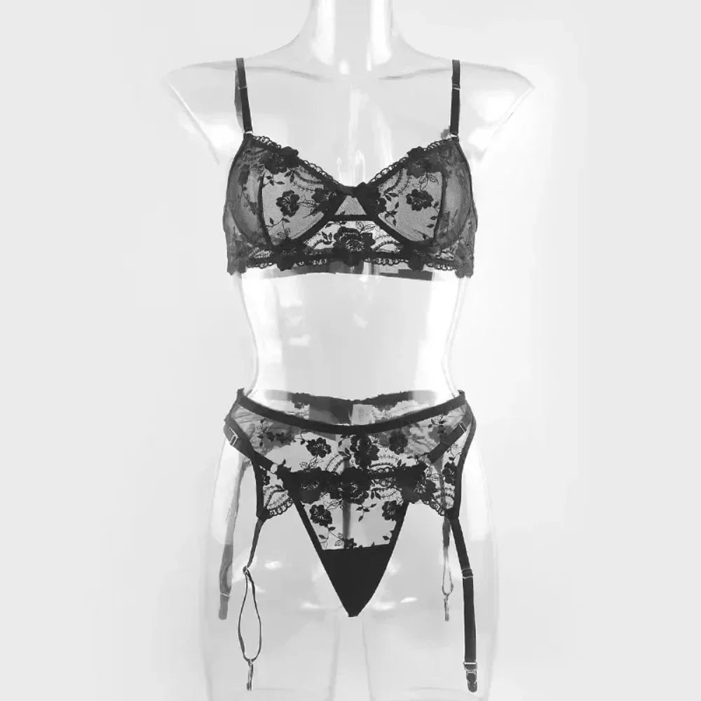Women Lingerie Set Lace Embroidery Push Up Bra Panties Sets Deep V Gather Top Sexy Underwear Bras Brassiere Lingerie Set sissy