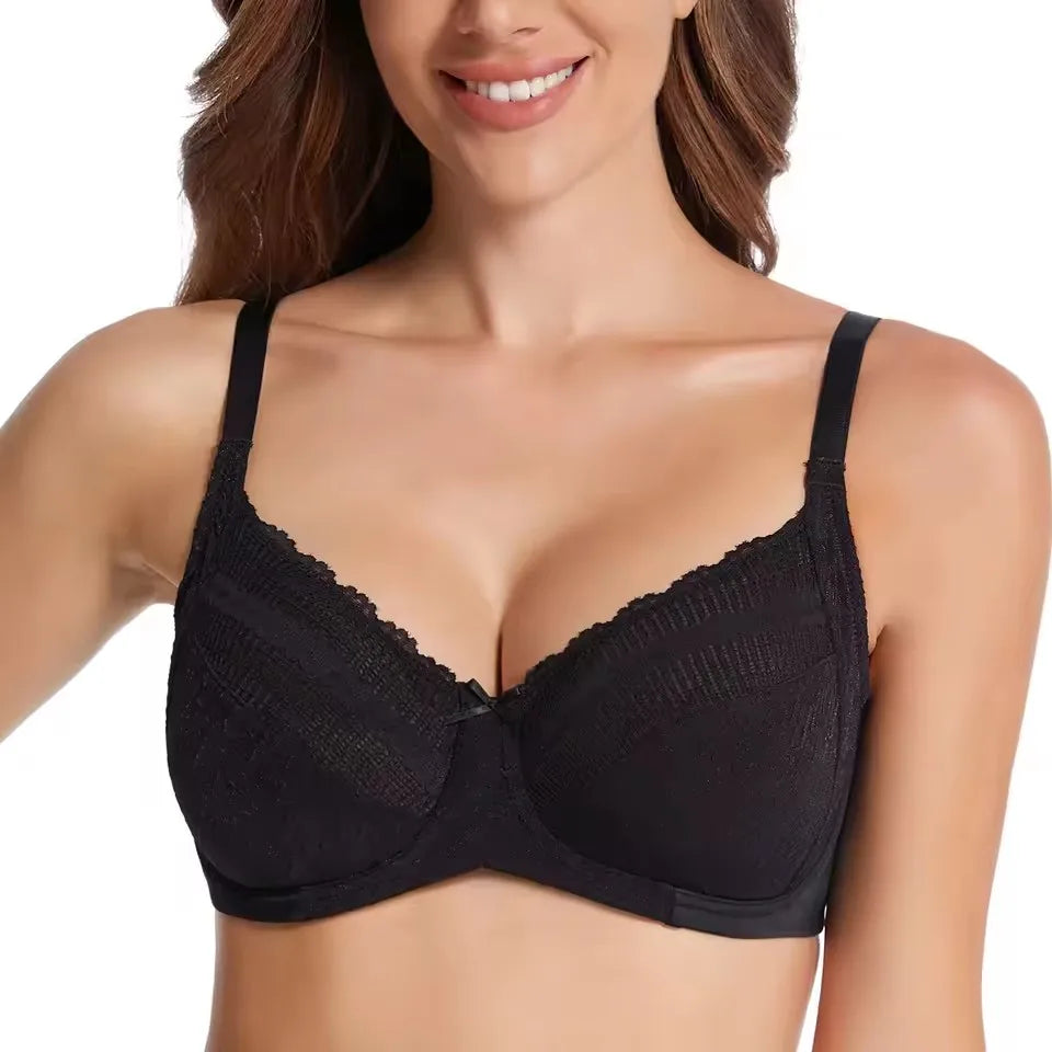 Women's Lace Minimizer Bras Full Coverage Non-Padded Underwire Lingerie Unlined Sexy Bralette 75 80 85 90 95 100 B C D E F