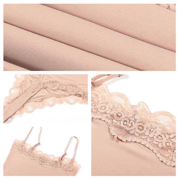 Meet'r Lace Camisole Bodysuit Lingerie Ladies Lace-edged Sexy Body-shaping Shapewear G-string Inner Tight Corset Underwear