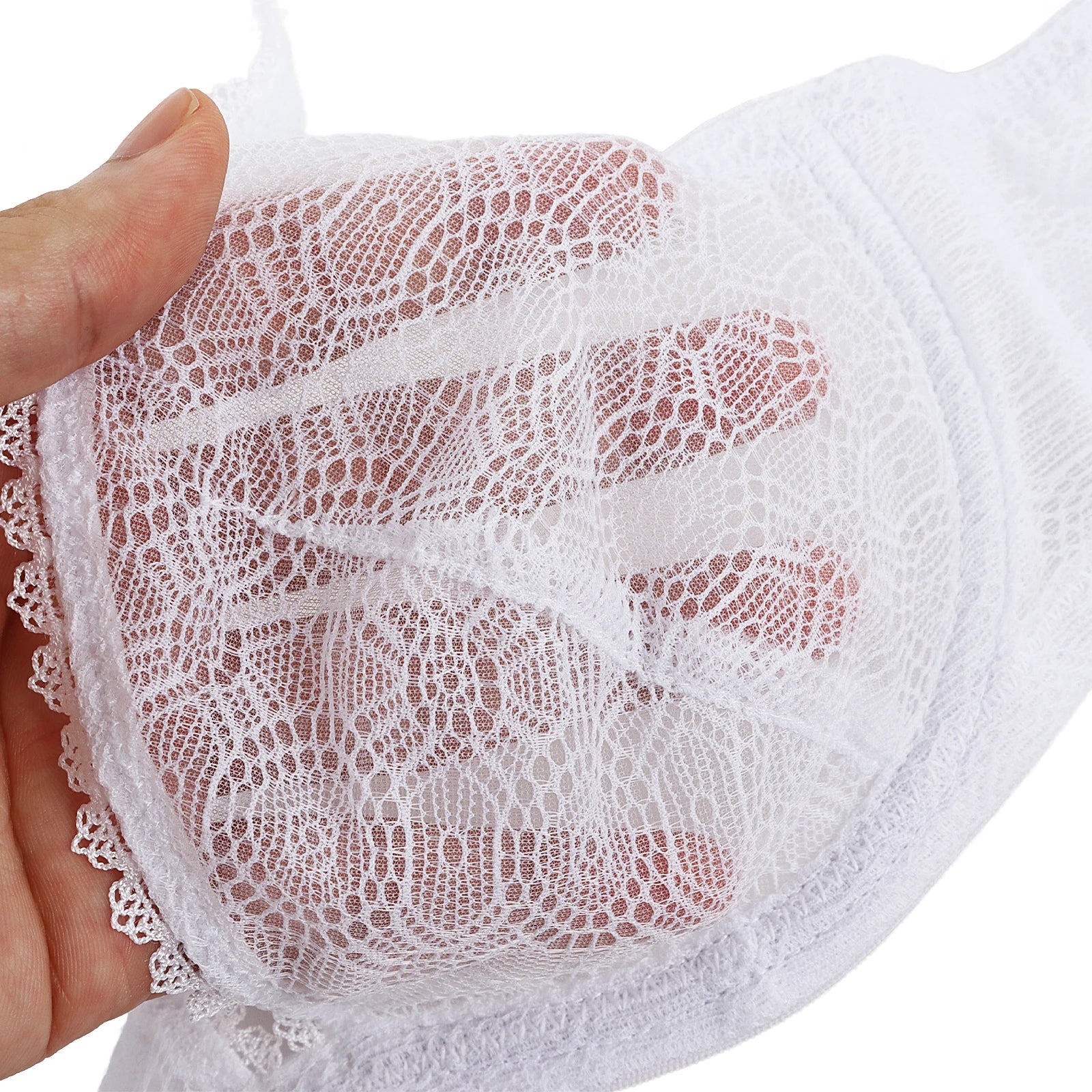 New Pure White Lace Bras For Women Plunge See Through Transparent 1/2 Cups Bra Underwire Push Up Ultra Thin Bra Sexy Bras