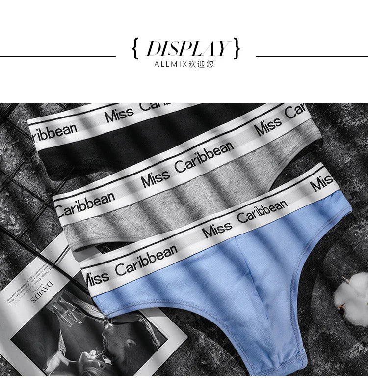 Lingerie sexy Men Underwear U Convex Sports Fitness Letter tanga hombre Cotton Low Waist strings Seamless Briefs Thong T Pants