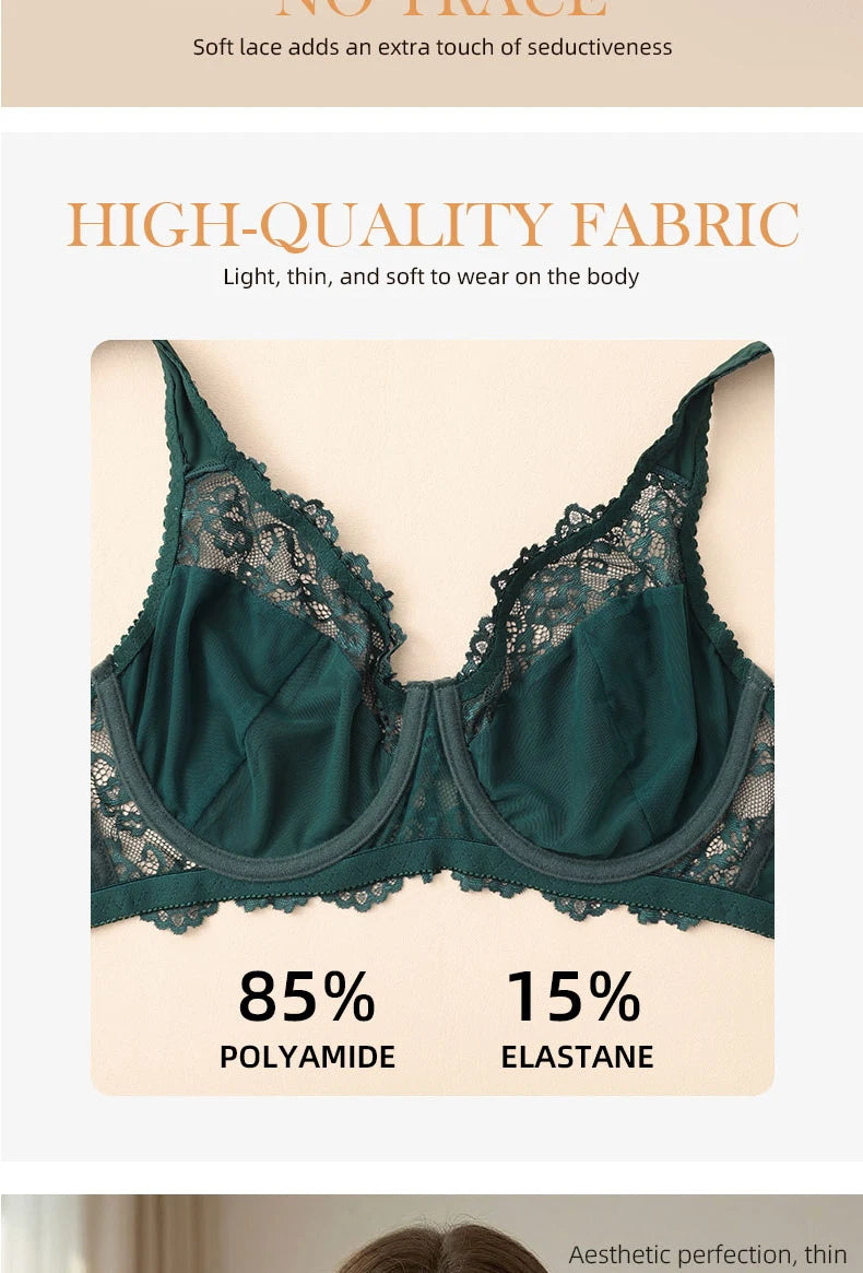 Bras For Womens Elegant Lace Bras for Women Plus Size BH Tops with Underwire Support Libgerie A-E Cup