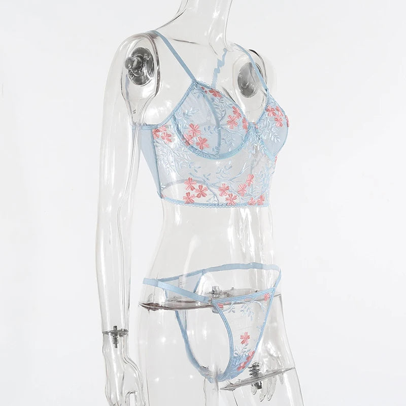 2 Pieces Sexy Lingerie Set Women Floral Bra Set Erotic Lingerie Set Female Sexy Lace Underwear Set Brief Sets