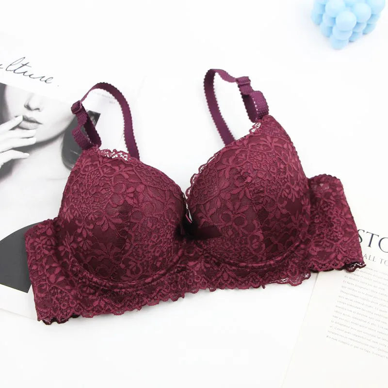 2025 New Push Up Bras Set Pink Gray Blue Beige Burgundy Black Underwear For Women Floral Bow BC Cup Lingerie