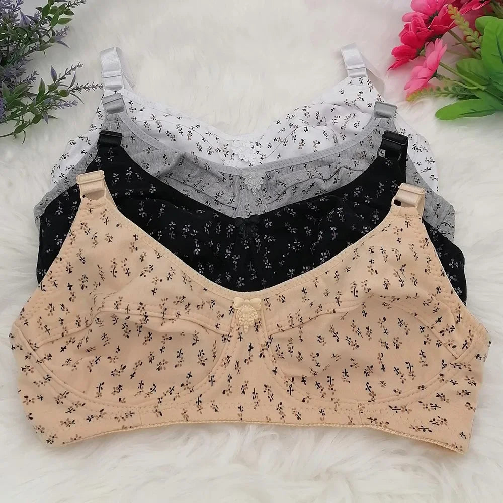 Printing Floral unlined cotton bra comfortable bras for women push up Seamelss underwear sexy lingerie plus size bra 34B-46C C32