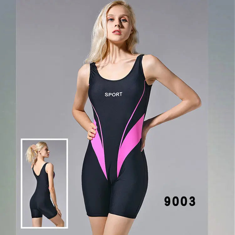 New Women's One-Piece Swimsuit Slimming Cover-Up Quick-Dry Thermal Spa Professional Swimwear High Elasticity Nylon Fabric