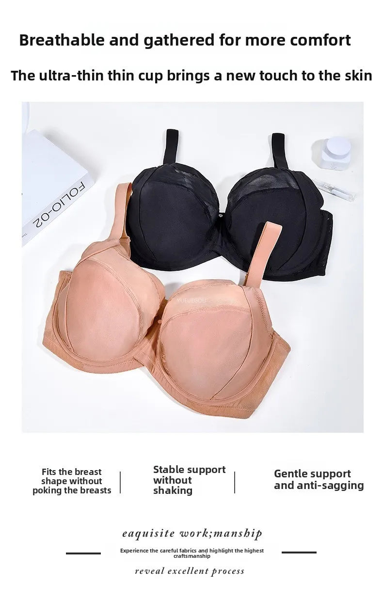Plus Size Minimizer Bra Full Coverage Lift Support for Large Bust Wirefree Comfort Breathable Mesh Anti-Sagging E F G H I Cup