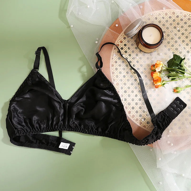 Double-layer Silk Bra Without Underwire, Big Breast, Lightweight Full Coverage Non Padded Brassiere Minimizer Underwear Women