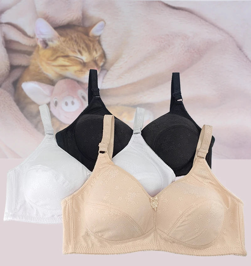 Plus Size Wireless Bra Full Coverage Soft Comfort Bras for Women Side Support Underwear No Underwire Brassiere Breathable