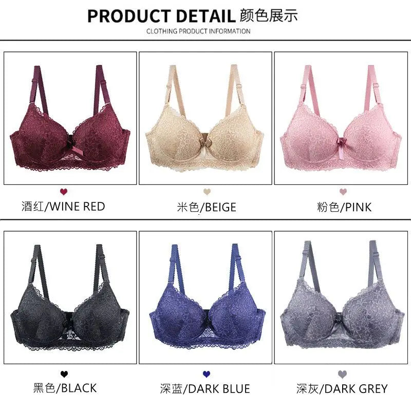 2025 New Push Up Bras Set Pink Gray Blue Beige Burgundy Black Underwear For Women Floral Bow BC Cup Lingerie